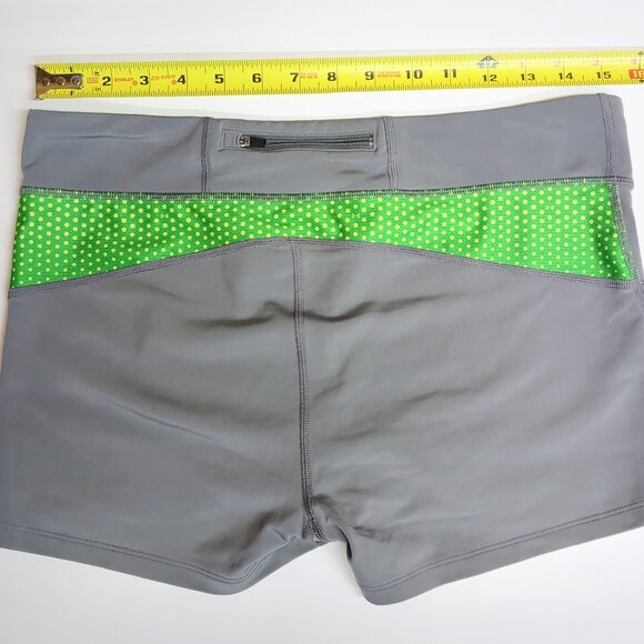 UnderArmor Women's Compression Athletic Running Shorts, Large, Gray/Green - Picture 2 of 4